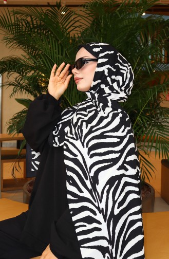 Châle Capri à Motif Zèbre 70348-01 Noir Écru 70348-01