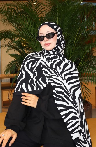 Châle Capri à Motif Zèbre 70348-01 Noir Écru 70348-01