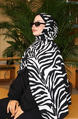 Capri-Schal Mit Zebramuster 70348-01 Schwarz Ecru 70348-01