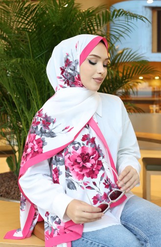 Châle Capri à Motif Floral 70349-01 Gris Fuchsia 70349-01