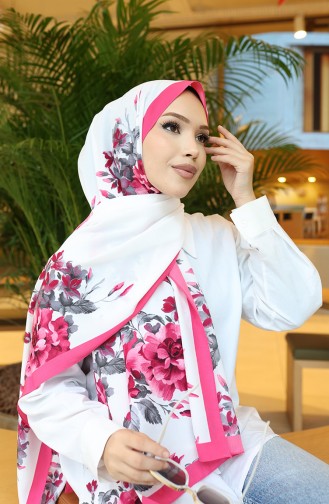 Châle Capri à Motif Floral 70349-01 Gris Fuchsia 70349-01