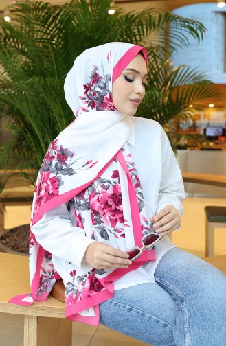 Châle Capri à Motif Floral 70349-01 Gris Fuchsia 70349-01