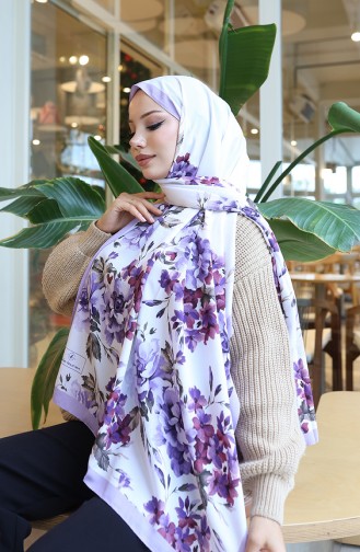 Capri-Schal Mit Blumenmuster 70349-03 Flieder Ecru 70349-03