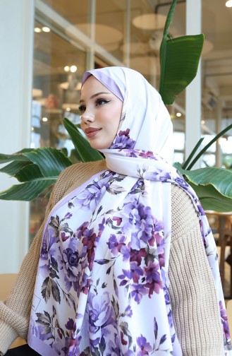 Capri-Schal Mit Blumenmuster 70349-03 Flieder Ecru 70349-03