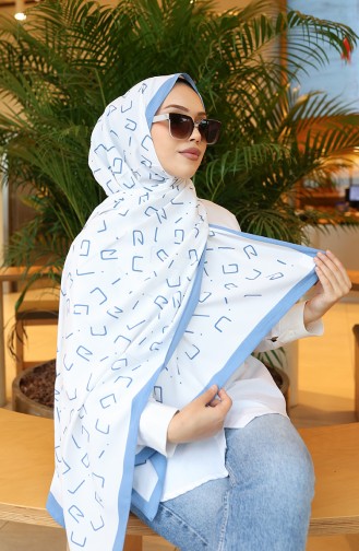 Patterned Capri Shawl 70350-02 Blue Ecru 70350-02