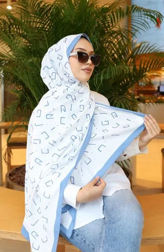 Gemusterter Capri-Schal 70350-02 Blau Ecru 70350-02