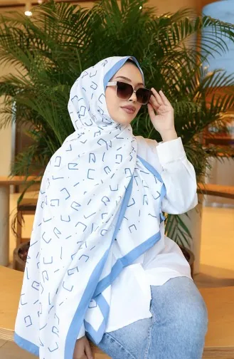 Gemusterter Capri-Schal 70350-02 Blau Ecru 70350-02