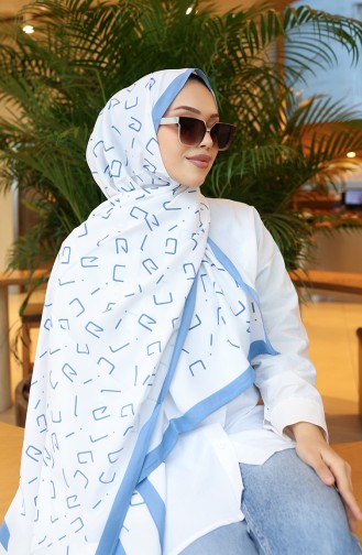 Patterned Capri Shawl 70350-02 Blue Ecru 70350-02