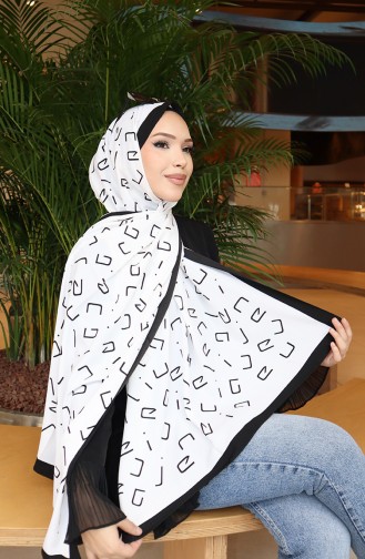 Patterned Capri Shawl 70350-03 Black Ecru 70350-03