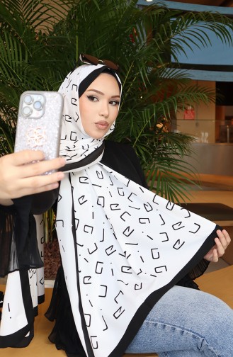 Patterned Capri Shawl 70350-03 Black Ecru 70350-03