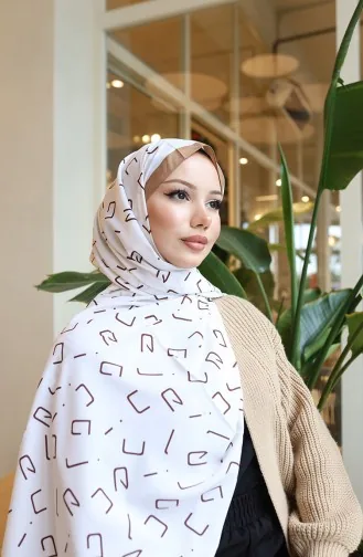 Desenli Capri Şal 70350-04 Koyu Bej Kahverengi