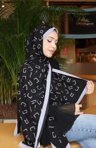 Patterned Capri Shawl 70350-05 Black Gray 70350-05