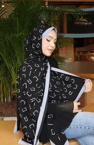 Gemusterter Capri-Schal 70350-05 Schwarz Grau 70350-05