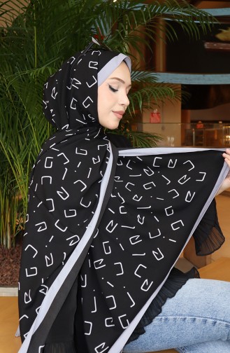 Patterned Capri Shawl 70350-05 Black Gray 70350-05