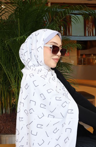 Patterned Capri Shawl 70350-06 Gray Ecru 70350-06