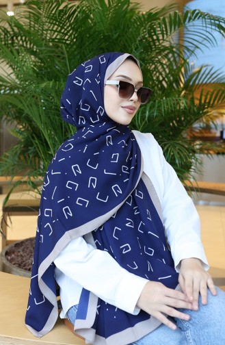 Patterned Capri Shawl 70350-07 Mink Navy Blue 70350-07