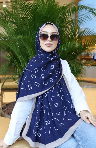 Patterned Capri Shawl 70350-07 Mink Navy Blue 70350-07