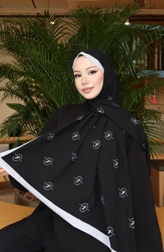 Desenli Capri Şal 70351-06 Gri Siyah