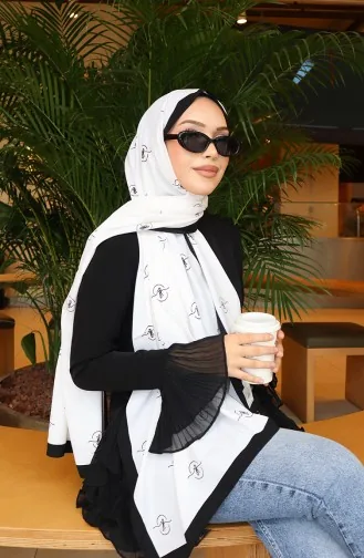 Patterned Capri Shawl 70351-07 Black Ecru 70351-07