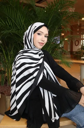شال كابري منقوش 70354-01 أسود بيج 70354-01
