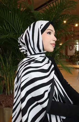 شال كابري منقوش 70354-01 أسود بيج 70354-01
