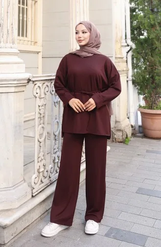 Oysho Stoffen Tuniekbroek Tweedelig Pak 2191-04 Bruin 2191-04