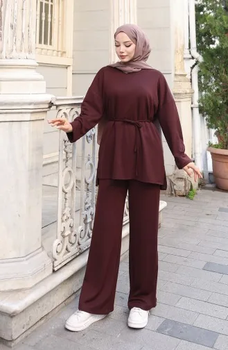 Oysho Stoffen Tuniekbroek Tweedelig Pak 2191-04 Bruin 2191-04