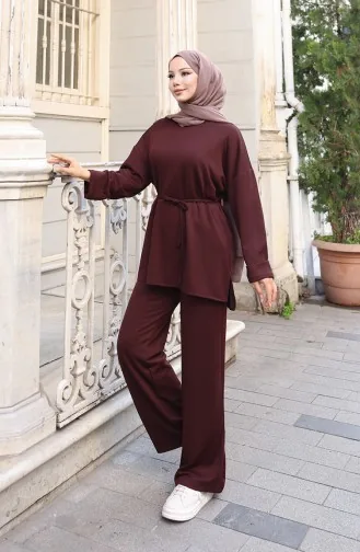 Oysho Stoffen Tuniekbroek Tweedelig Pak 2191-04 Bruin 2191-04