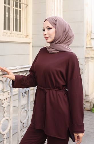 Oysho Fabric Tunic Trousers Two Piece Suit 2191-04 Brown 2191-04