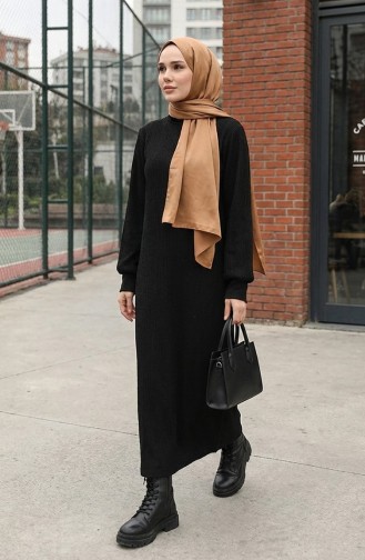 Plain Turtleneck Dress 0196-03 Black 0196-03
