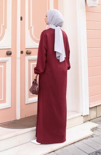 Gestricktes Besticktes Hijab-Kleid „Winter Stone“ 2181-01 Bordeauxrot 2181-01
