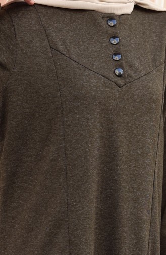 Gestricktes Winterkleid Mit Knopfleiste Und Hijab-Details Modell 2184-03 Khaki 2184-03