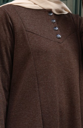 Robe Hijab D`hiver Tricotée à Boutons Marron 2184-06 2184-06