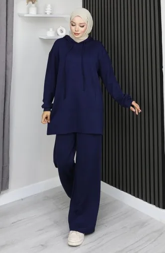 بدلة حجاب من قطعتين من قماش أويشو 2168-02 أزرق داكن 2168-02