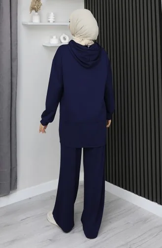 بدلة حجاب من قطعتين من قماش أويشو 2168-02 أزرق داكن 2168-02