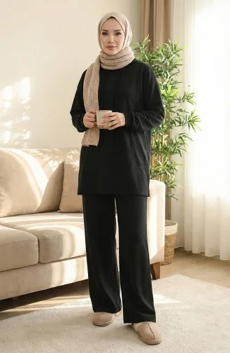 Oysho Kumaş ikili Tesettür Takım 2168-03 Siyah