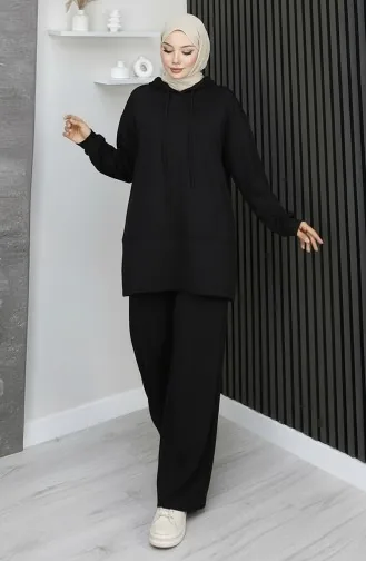 Oysho Kumaş ikili Tesettür Takım 2168-03 Siyah