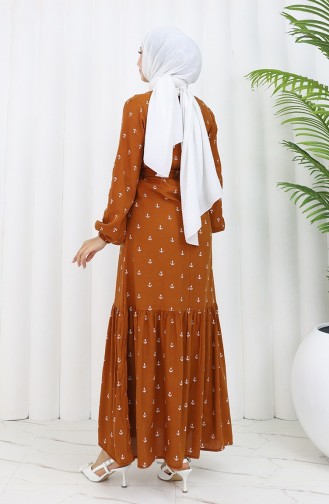 Berra Çapa-patroon Katoenen Viscose-jurk 0344-03 Taba 0344-03