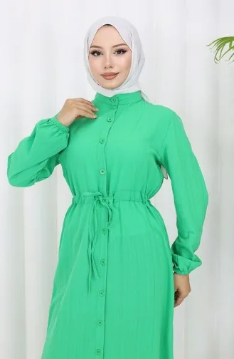 فستان سادة بحزام 0351-04 أخضر  0351-04