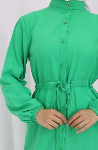 فستان سادة بحزام 0351-04 أخضر  0351-04