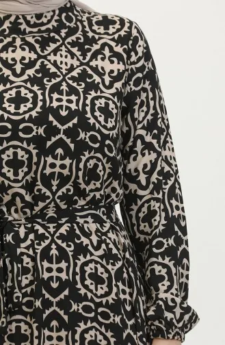 فستان فيسكوز منقوش  0362-03 أسود 0362-03