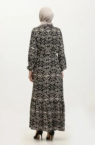 فستان فيسكوز منقوش  0362-03 أسود 0362-03