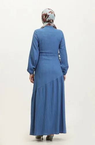 Robe Froncee Nouée Sur Le Côté 0363-06 Indigo 0363-06