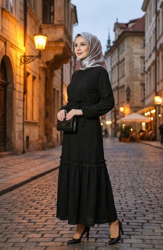 Belgüzar Skirt Gathered Dress NZR003A-03 Black 003A-03