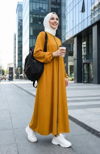 Fermuarlı Mevlana Ferace 4106-01 Hardal