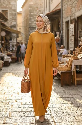 Fermuarlı Mevlana Ferace 4106-01 Hardal