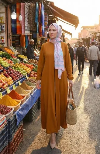 Fermuarlı Mevlana Ferace 4106-01 Hardal