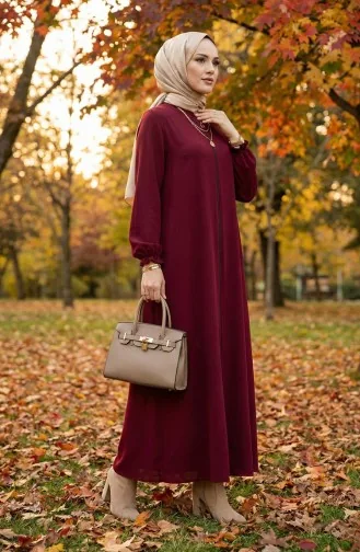 Mevlana Abaya Mit Reißverschluss 4106-05 Weinrot 4106-05