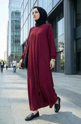 Mevlana Abaya Mit Reißverschluss 4106-05 Weinrot 4106-05