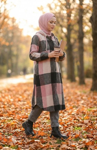 Hooded Patterned Cape 0184-05 Black Powder 0184-05